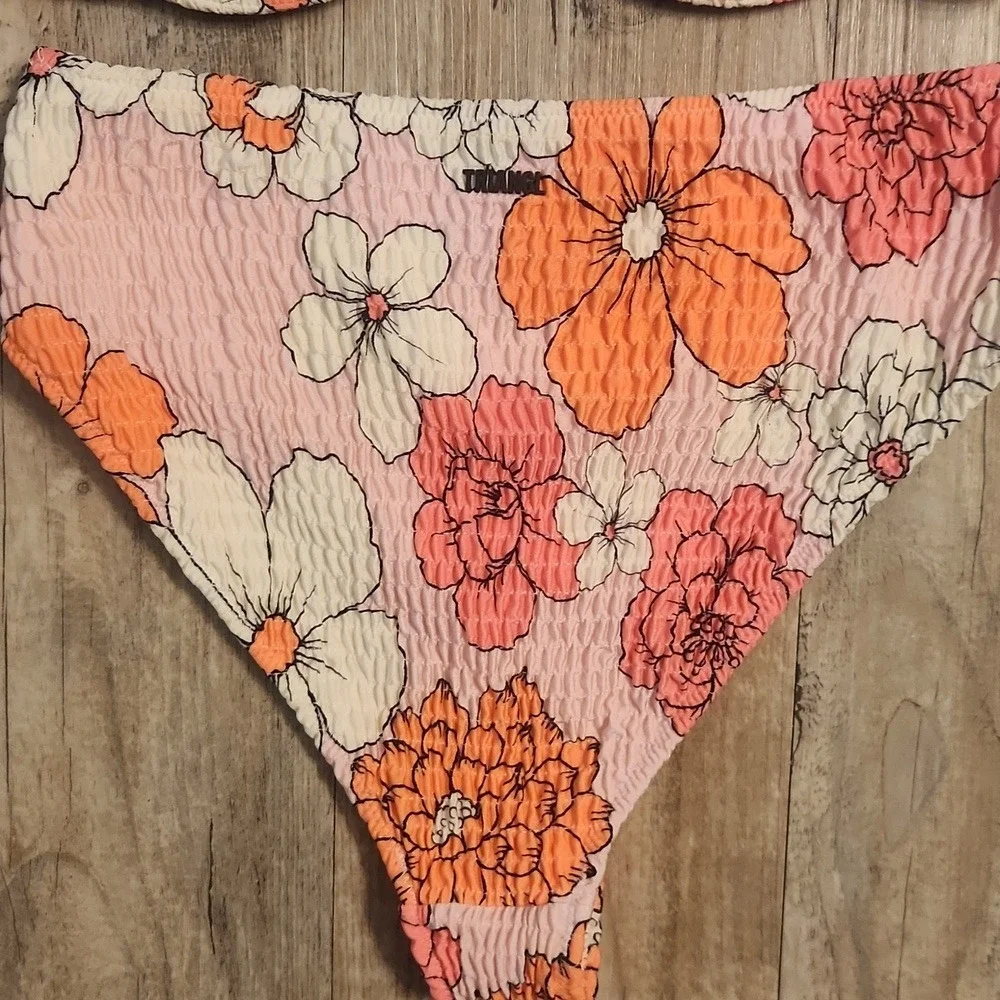 Triangl Swimwear Floral Swimsuit Set - Pink, White and Orange
